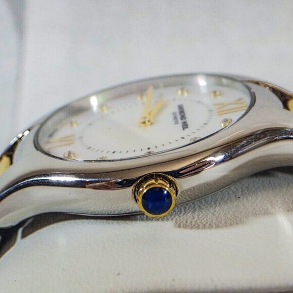 RAYMOND WEIL NOEMIA WATCH - WHITE MOTHER OF PEARL WITH DIAMONDS AND SAPPHIRE - Picture 4 of 7